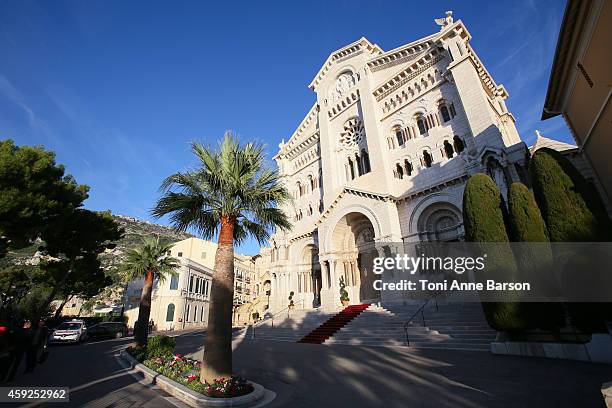 View of the Cathedral during the official ceremonies for the Monaco National Day at Cathedrale Notre-Dame-Immaculee de Monaco as part of Monaco...