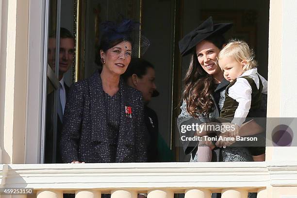 Princess Caroline of Hanover, Tatiana Santo Domingo and Sacha Casiraghi attend the National Day Parade as part of Monaco National Day Celebrations at...