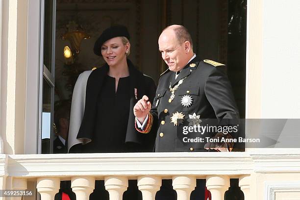 Princess Charlene of Monaco and Prince Albert II of Monaco attend the National Day Parade as part of Monaco National Day Celebrations at Monaco...