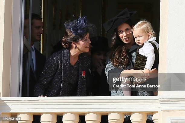 Princess Caroline of Hanover, Tatiana Santo Domingo and Sacha Casiraghi attend the National Day Parade as part of Monaco National Day Celebrations at...