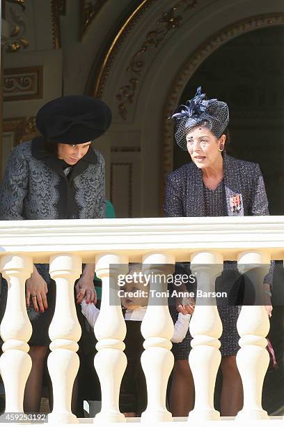 Princess Caroline of Hanover, Tatiana Santo Domingo and Sacha Casiraghi attend the National Day Parade as part of Monaco National Day Celebrations at...