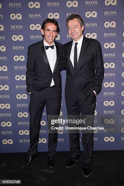 Alexandre Bompard and Michel Denizot attend the GQ Men Of The Year Awards 2014 Photocall In Paris at Musee d'Orsay on November 19, 2014 in Paris,...