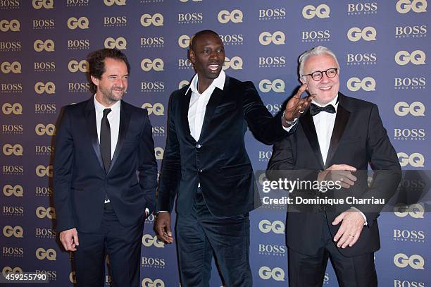Stphane De Groodt, Omar Sy and Alain Ducasse attend the GQ Men Of The Year Awards 2014 Photocall In Paris at Musee d'Orsay on November 19, 2014 in...