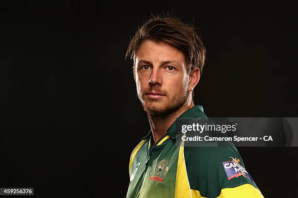 James Pattinson of Australia poses during an Australian One Day International Portrait Session on August 11, 2014 in Sydney, Australia.