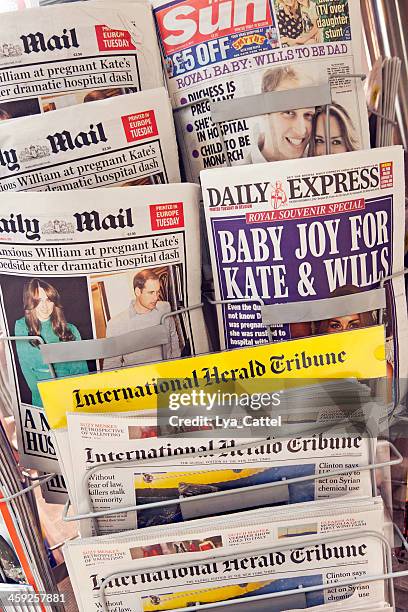 kate and william expecting baby # 3 - newspapers uk stock pictures, royalty-free photos & images