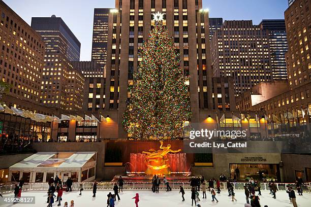 rockefeller ice-rink nyc # 7 xxxl - new york city christmas stock pictures, royalty-free photos & images