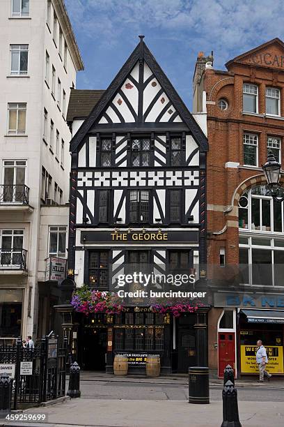 historical the george pub in london - fleet street stock pictures, royalty-free photos & images