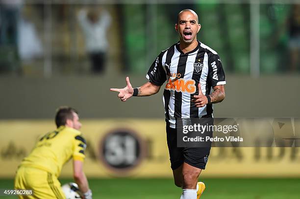 Diego Tardelli of Atletico MG celebrates a scored goal against Flamengo during a match between Atletico MG and Flamengo as part of Brasileirao Series...