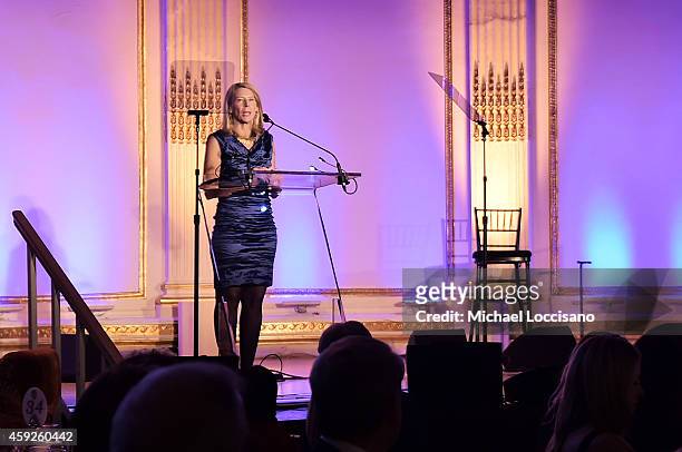 President & Chief Executive Officer for Save the Children Carolyn Miles speaks at the 2nd Annual Save The Children Illumination Gala at the Plaza on...