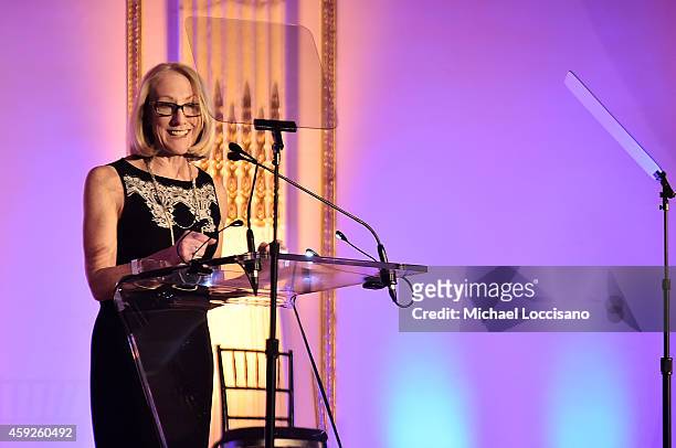 Board of Trustees Chair for Save the Children Anne Mulcahy speaks at the 2nd Annual Save The Children Illumination Gala at the Plaza on November 19,...