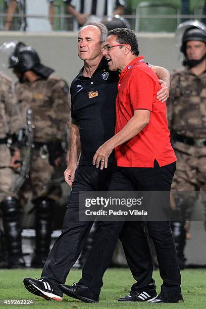 Levir Culpi coach of Atletico MG and Vanderley Luxemburgo coach of Flamengo a match between Atletico MG and Flamengo as part of Brasileirao Series A...