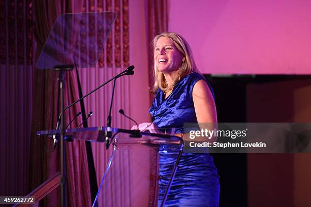 President & Chief Executive Officer for Save the Children Carolyn Miles speaks onstage at the 2nd Annual Save The Children Illumination Gala at the...