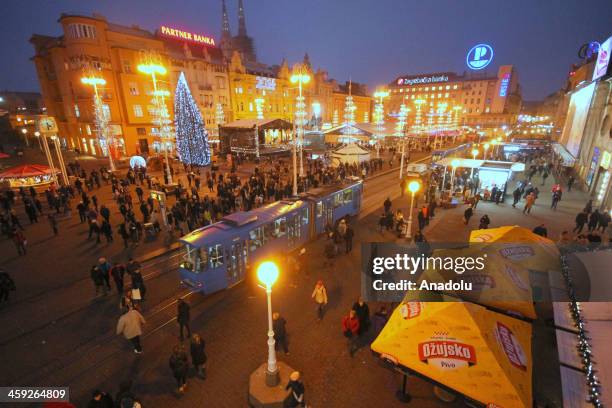 All streets light up ahead of Christmas and New Year's Eve to cheer up the atmosphere on December 18, 2013 in the capital of Croatia, Zagreb.