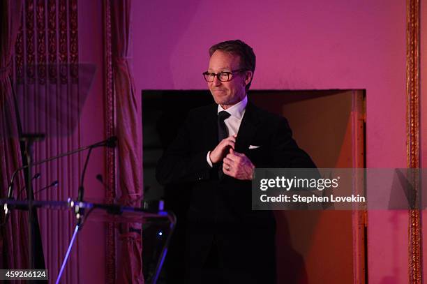 National Humanitarian Award honoree Austin Hearst appears onstage at the 2nd Annual Save The Children Illumination Gala at the Plaza on November 19,...