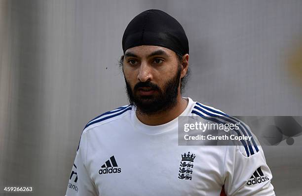 Monty Panesar of England during an England nets session at Melbourne Cricket Ground on December 25, 2013 in Melbourne, Australia.