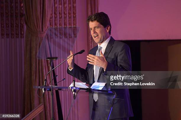 President of Save the Children Action Network Mark Shriver speaks onstage at the 2nd Annual Save The Children Illumination Gala at the Plaza on...