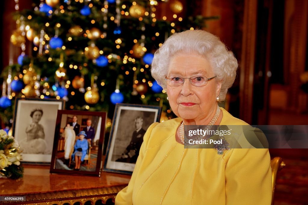 Queen Elizabeth II's 2013 Christmas Broadcast At Buckingham Palace