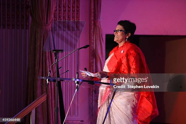 Global Child Service Award Honoree Aziza Begum speaks onstage at the 2nd Annual Save The Children Illumination Gala at the Plaza on November 19, 2014...