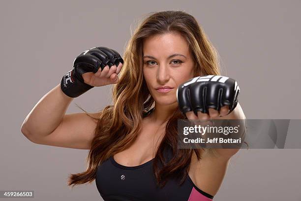 Miesha Tate poses for a portrait during a UFC photo session on December 24, 2013 in Las Vegas, Nevada.