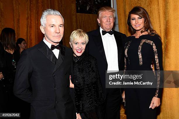 Director Baz Luhrmann, costume designer Catherine Martin, Donald Trump and Melania Trump attend The New York Ball: The 20th Anniversary Benefit for...