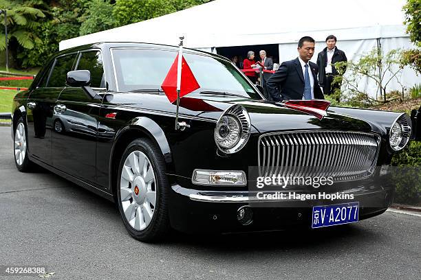 General view of Chinese President Xi Jinping's transport during a signing of NZ-China agreements at Premiere House on November 20, 2014 in...
