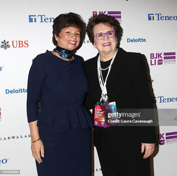 Valerie Jarrett and Billie Jean King attend the Billie Jean King Leadership Initiative Gala at Powerhouse at The American Museum of Natural History...