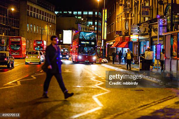 shoreditch high street, london at night - shoreditch high street stock pictures, royalty-free photos & images