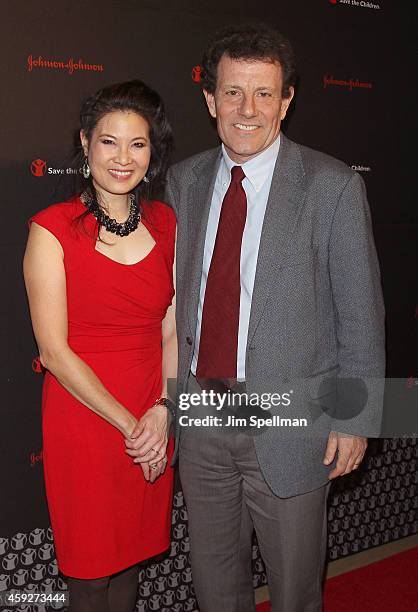 New York Times pulitzer prize winning journalist Sheryl WuDunn and New York Times journalist Nick Kristof attend the 2nd annual Save the Children...