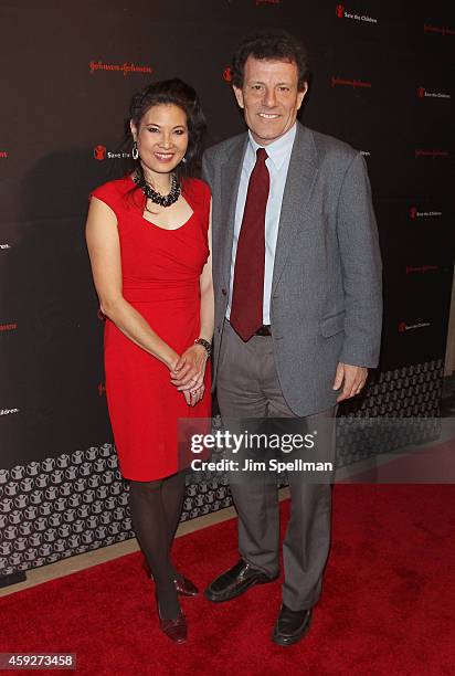 New York Times pulitzer prize winning journalist Sheryl WuDunn and New York Times journalist Nick Kristof attend the 2nd annual Save the Children...