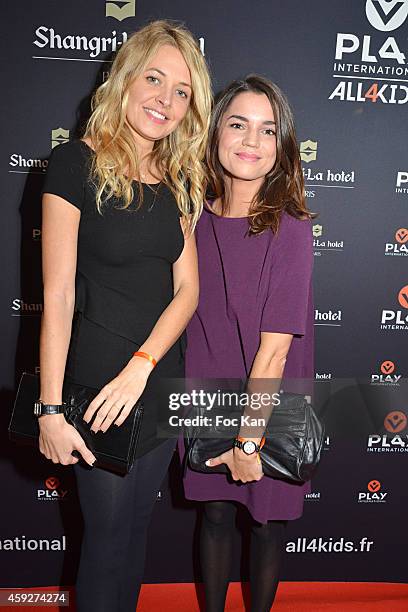 Journalist Carine Galli and journalist Cecile Gres attend the 'All4Kids' PL4Y International Launch Party At The Shangri-la Hotel on November 19, 2014...