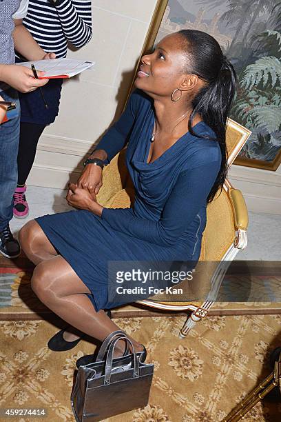Athlete Muriel Hurtis attends the 'All4Kids' PL4Y International Launch Party At The Shangri-la Hotel on November 19, 2014 in Paris, France.