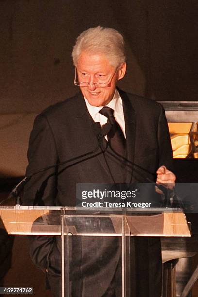 Former President Bill Clinton speaks on stage at the New Republic Centennial Gala at the Andrew W. Mellon Auditorium on November 19, 2014 in...