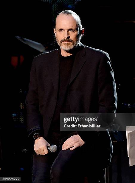 Recording artist Miguel Bose performs onstage during the 2014 Person of the Year honoring Joan Manuel Serrat at the Mandalay Bay Events Center on...