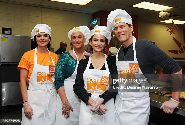 Katie Lee, Anne Burrell, Kyra Sedgwick, and Kevin Bacon attend Food Bank For New York City's "Thankful To Give" Holiday Campaign Event at Food Bank...