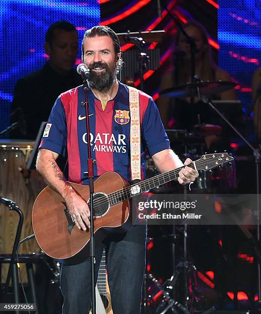Singer Pau Dones of Jarabe de Palo performs onstage during the 2014 Person of the Year honoring Joan Manuel Serrat at the Mandalay Bay Events Center...