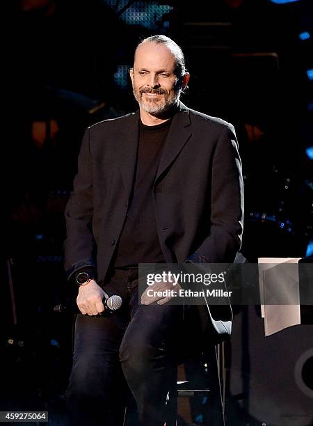 Recording artist Miguel Bose performs onstage during the 2014 Person of the Year honoring Joan Manuel Serrat at the Mandalay Bay Events Center on...