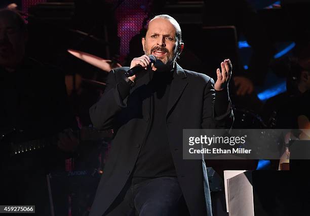 Recording artist Miguel Bose performs onstage during the 2014 Person of the Year honoring Joan Manuel Serrat at the Mandalay Bay Events Center on...
