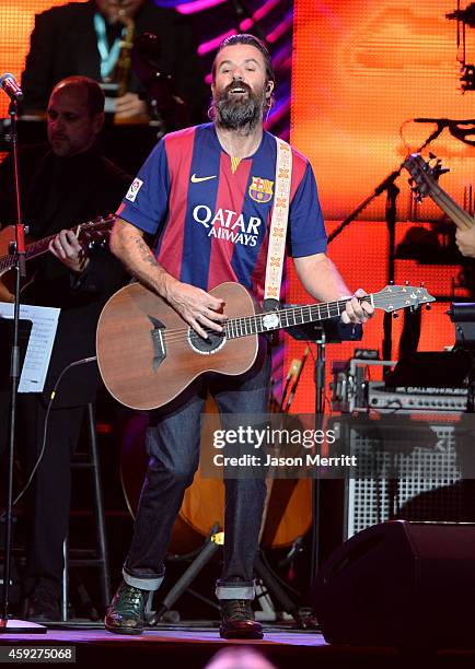 Singer Pau Dones of Jarabe de Palo performs onstage during the 2014 Person of the Year honoring Joan Manuel Serrat at the Mandalay Bay Events Center...