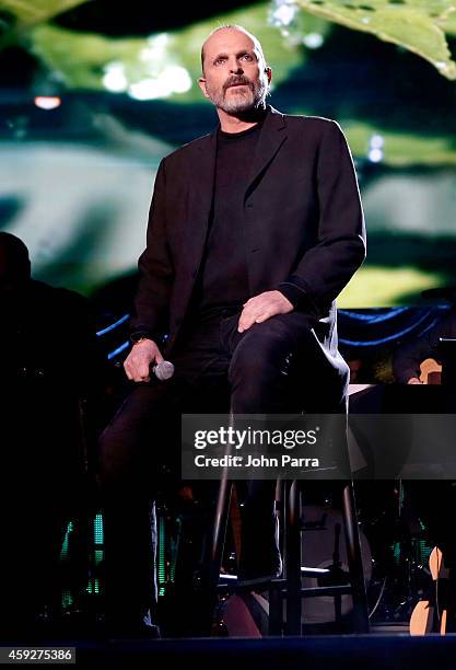 Recording artist Miguel Bose performs onstage during the 2014 Person of the Year honoring Joan Manuel Serrat at the Mandalay Bay Events Center on...