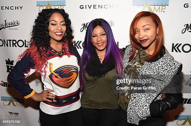 Bahja Rodriguez, Breaunna Womack, and Zonnique Pullins of OMG Girlz at Social Haven on November 19, 2014 in Atlanta, Georgia.