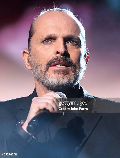 Recording artist Miguel Bose performs onstage during the 2014 Person of the Year honoring Joan Manuel Serrat at the Mandalay Bay Events Center on...