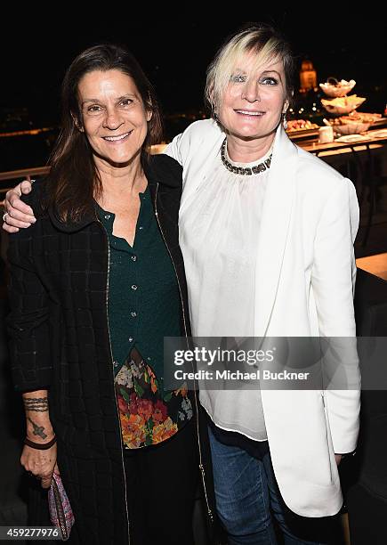 Aileen Getty and Ariadne Getty attend the August Getty Atelier Dinner at the Montage Hotel Rooftop Grill on November 19, 2014 in Beverly Hills,...