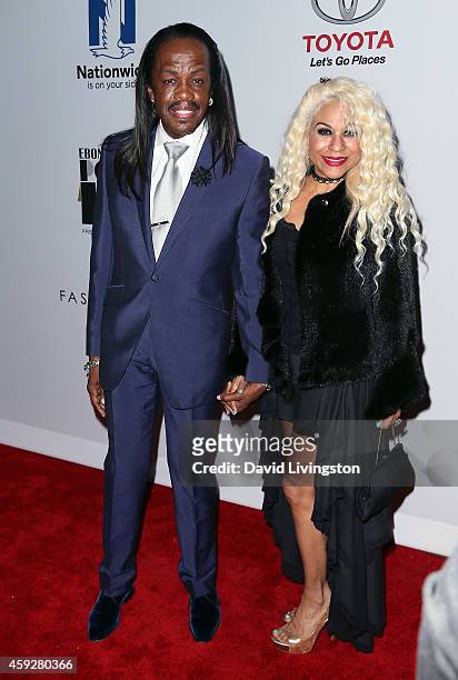 Bassist Verdine White and wife Shelly Clark attend the 2014 Ebony Power 100 List event at Avalon on November 19, 2014 in Hollywood, California.