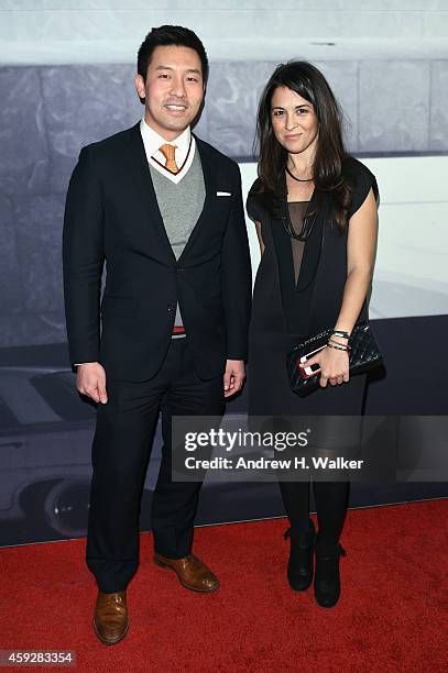 Peter Kahng and Corinna Freeman attend the 2014 Whitney Studio Party presented by Louis Vuitton at Breuer Building on November 19, 2014 in New York...