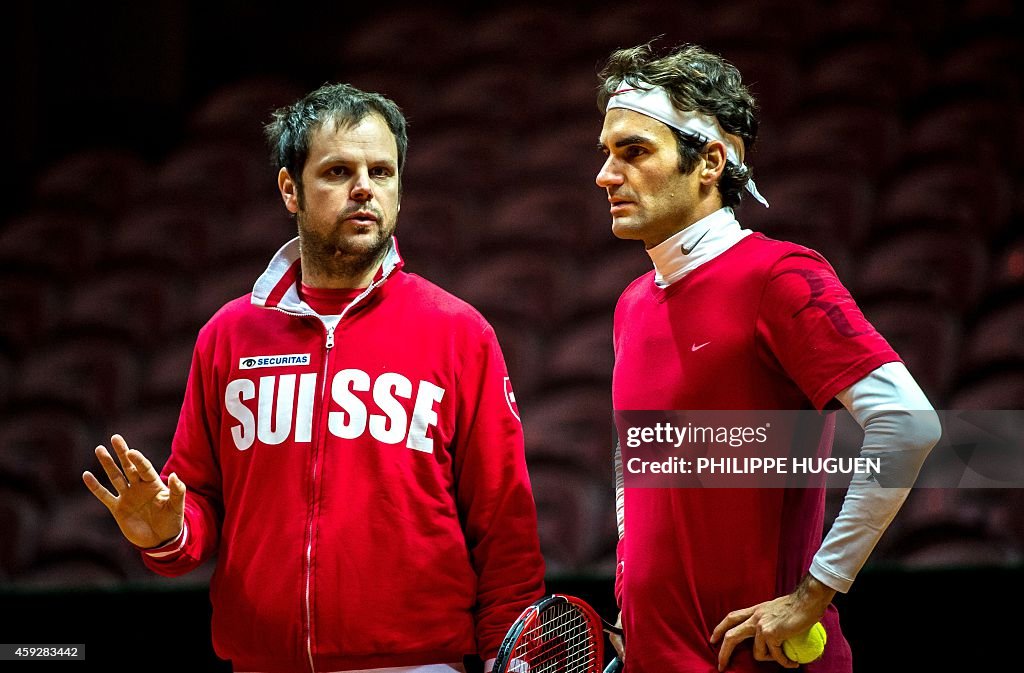 TENNIS-SUI-DAVIS-CUP-TRAINING