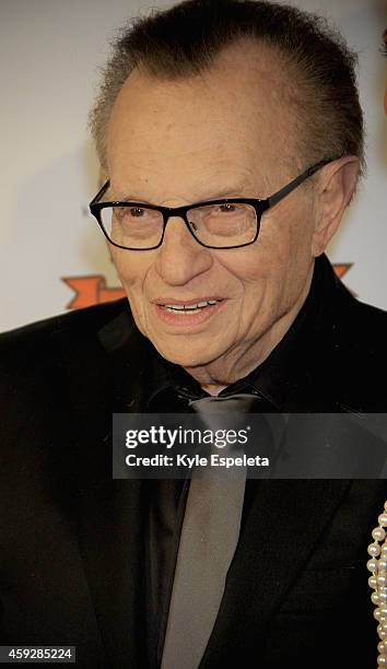 Larry King arrives at the 2014 Eagle & Badge Foundation Gala at the Hyatt Regency Century Plaza on November 19, 2014 in Los Angeles, California.