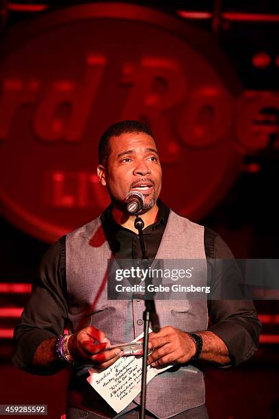 Radio personality Carlos Alvarez attends BMI & Naked Monkey Entertainment "Write On Vegas" at Hard Rock Live Las Vegas on November 19, 2014 in Las...