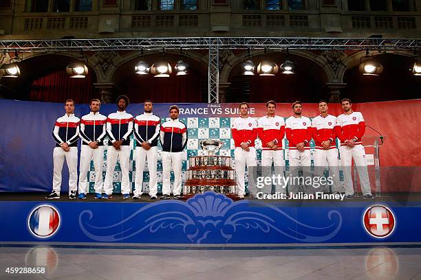 Jo-Wilfried Tsonga of France, Gael Monfils of France, Richard Gasquet of France, Julien Benneteau of France, Captain Arnaud Clement of France with...