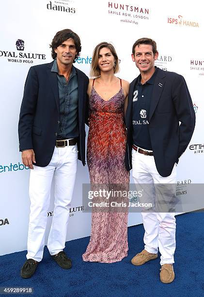 Nacho Figueras and wife Delfina Blaquier with Malcolm Borwick attending The Sentebale Polo Cup presented by Royal Salute World Polo at Ghantoot Polo...