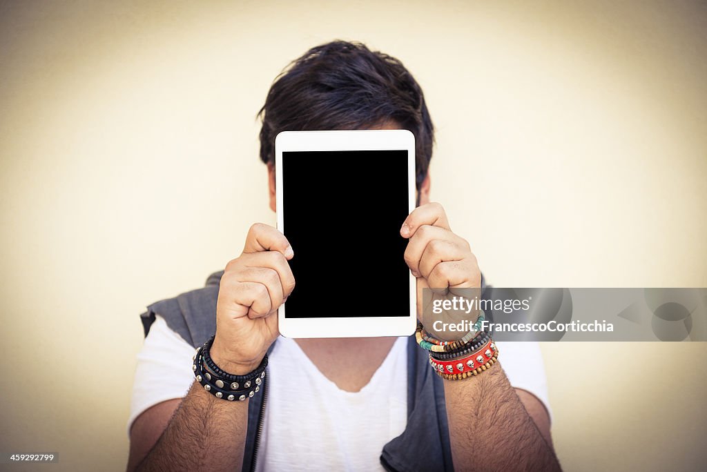 Man with digital tablet